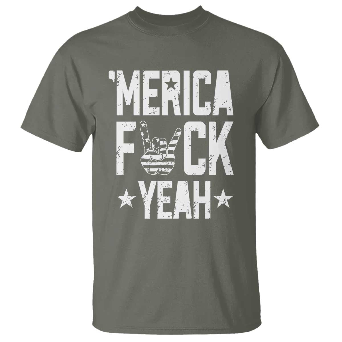 Funny 4th Of July T Shirt Merica Fuck Yeah Rock Hand - Wonder Print Shop