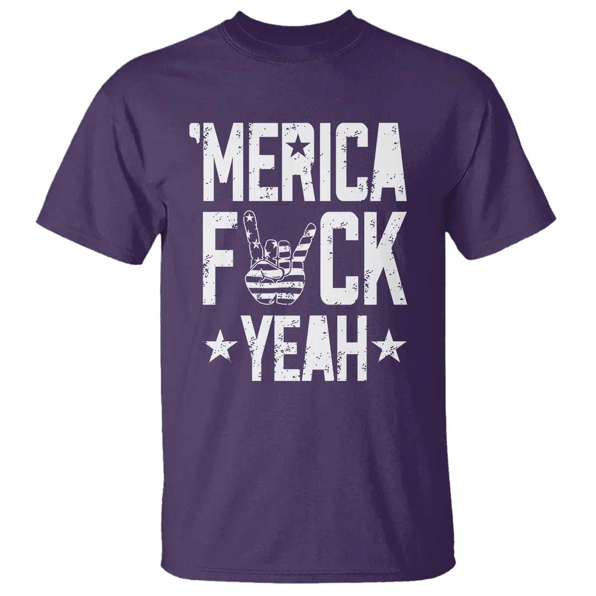 Funny 4th Of July T Shirt Merica Fuck Yeah Rock Hand - Wonder Print Shop