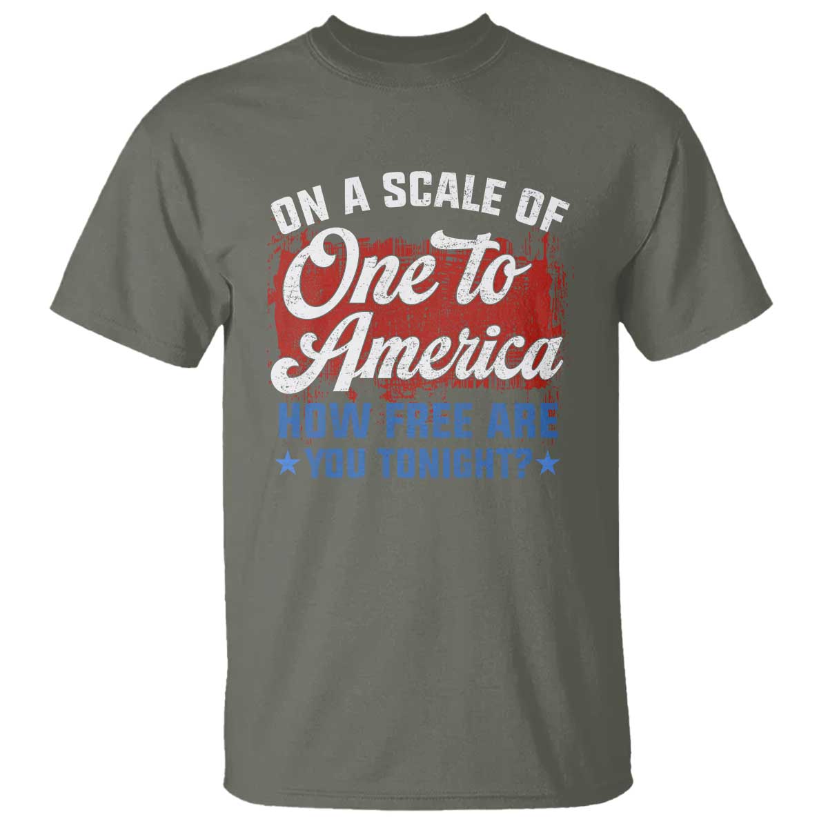 Funny 4th Of July T Shirt On A Scale Of One To America How Free Are You Tonight - Wonder Print Shop