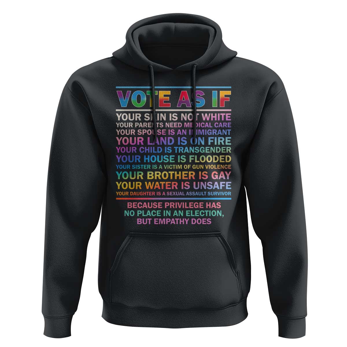 Vote As If Your Skin Is Not White Human's Rights LGBT Support Hoodie - Wonder Print Shop