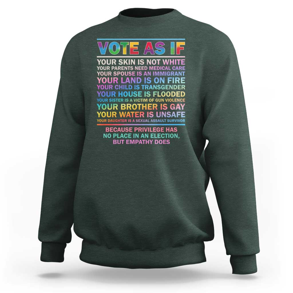 Vote As If Your Skin Is Not White Human's Rights LGBT Support Sweatshirt - Wonder Print Shop
