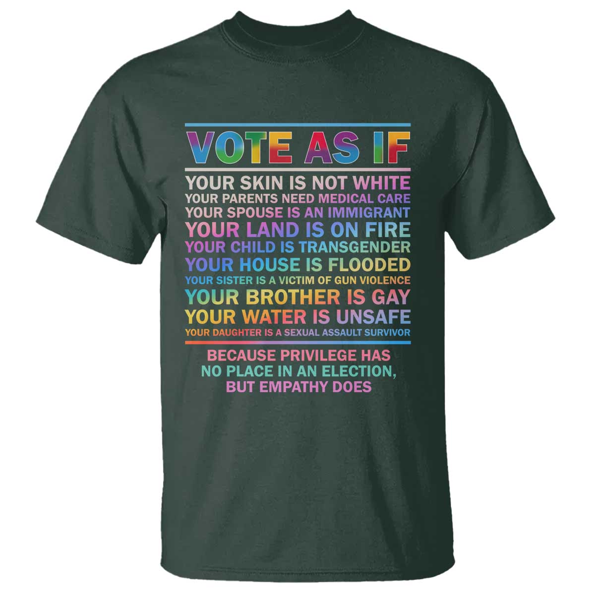 Vote As If Your Skin Is Not White Human's Rights LGBT Support T Shirt - Wonder Print Shop