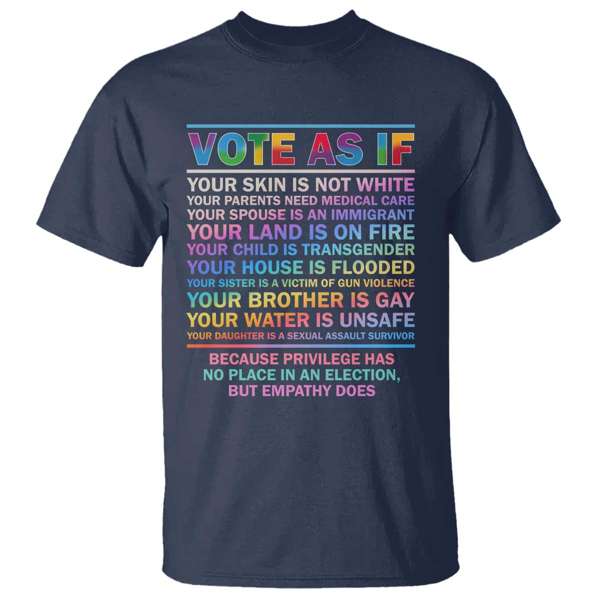 Vote As If Your Skin Is Not White Human's Rights LGBT Support T Shirt - Wonder Print Shop
