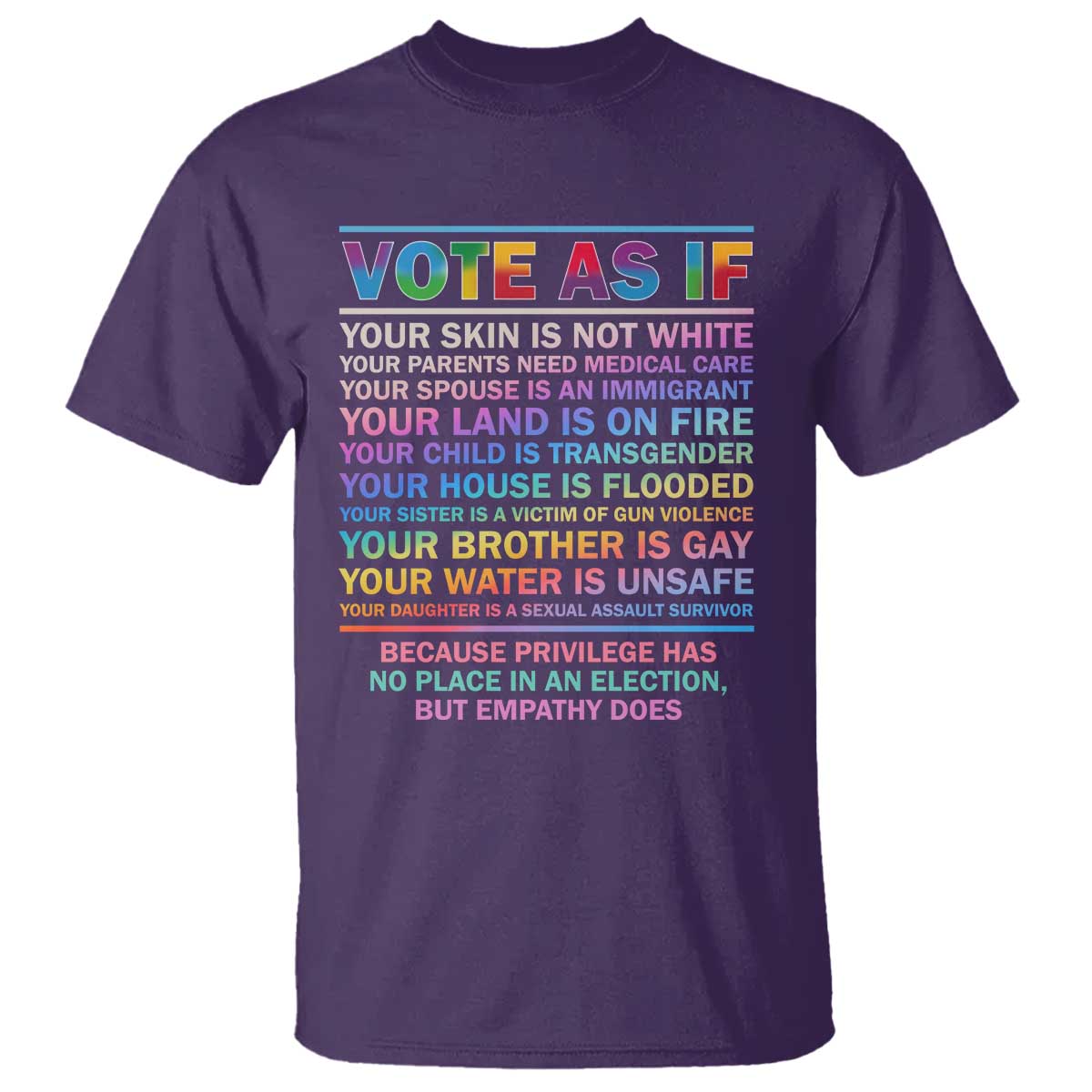 Vote As If Your Skin Is Not White Human's Rights LGBT Support T Shirt - Wonder Print Shop