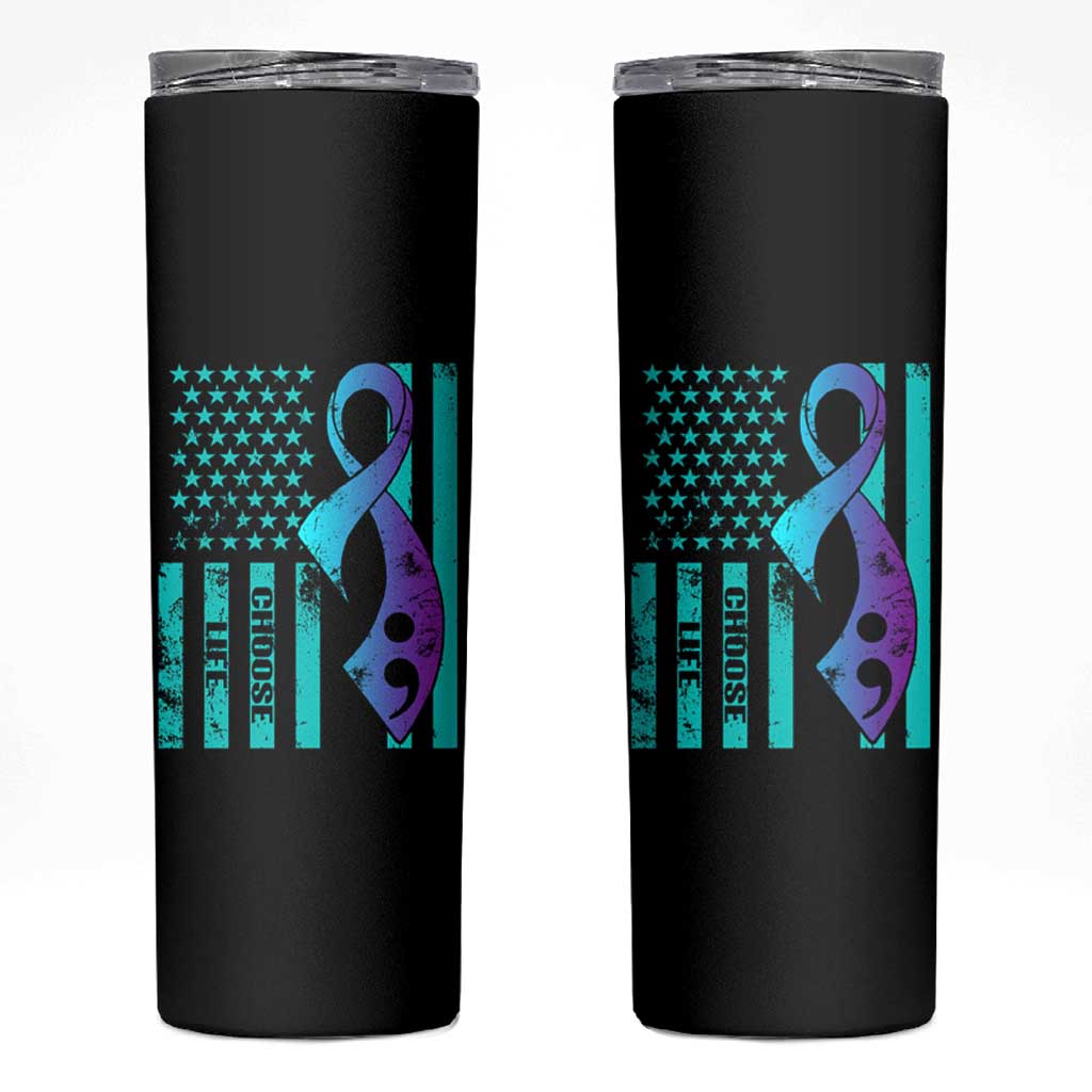 Suicide Prevention Skinny Tumbler Choose Life American Flag