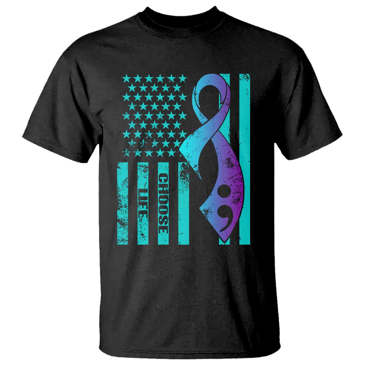Suicide Prevention T Shirt Choose Life American Flag - Wonder Print Shop
