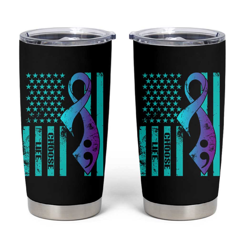 Suicide Prevention Tumbler Cup Choose Life American Flag