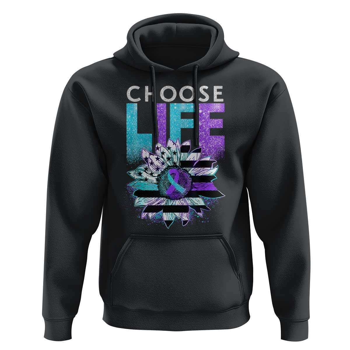 Suicide Prevention Hoodie Choose Life Sunflower American Flag - Wonder Print Shop
