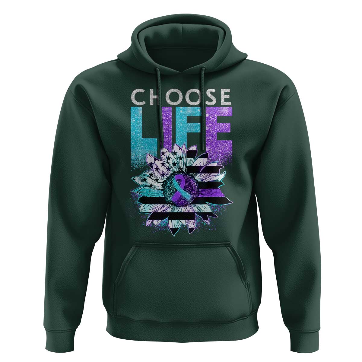 Suicide Prevention Hoodie Choose Life Sunflower American Flag - Wonder Print Shop