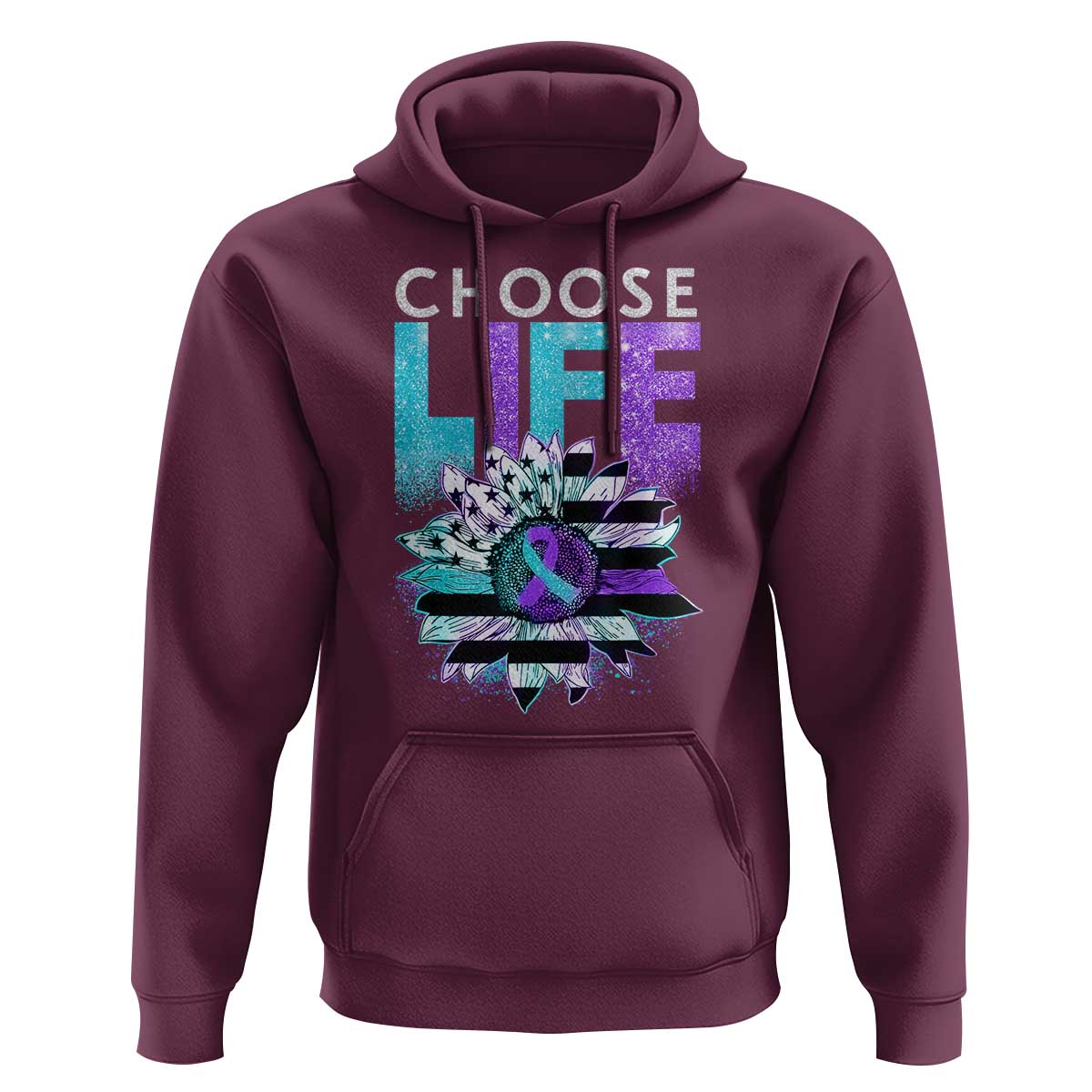 Suicide Prevention Hoodie Choose Life Sunflower American Flag - Wonder Print Shop