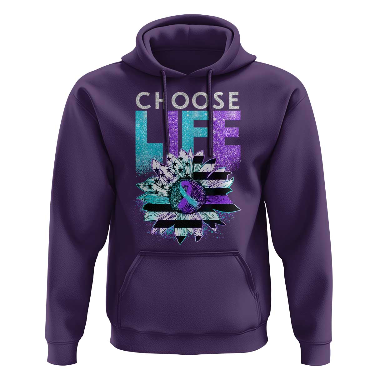 Suicide Prevention Hoodie Choose Life Sunflower American Flag - Wonder Print Shop