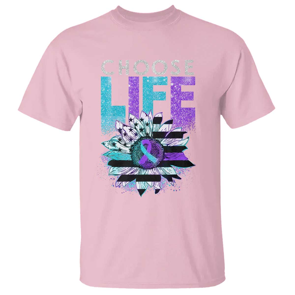 Suicide Prevention T Shirt Choose Life Sunflower American Flag - Wonder Print Shop