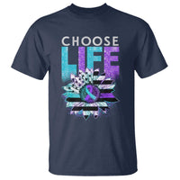 Suicide Prevention T Shirt Choose Life Sunflower American Flag - Wonder Print Shop
