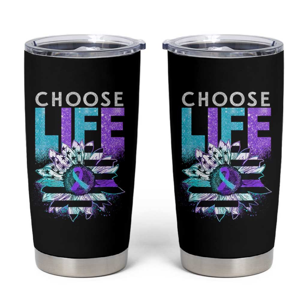 Suicide Prevention Tumbler Cup Choose Life Sunflower American