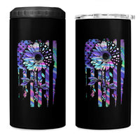 Suicide Prevention 4 in 1 Can Cooler Tumbler Be Here Tomorrow Semicolon Sunflower American Flag