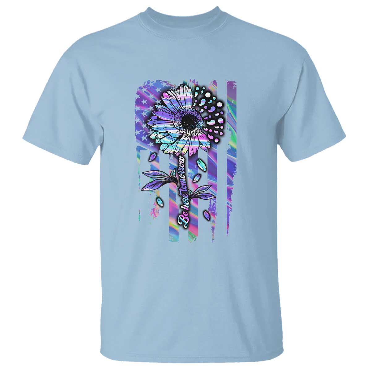Suicide Prevention T Shirt Be Here Tomorrow Semicolon Sunflower American Flag - Wonder Print Shop