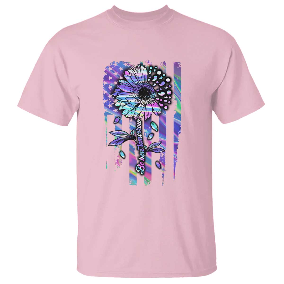 Suicide Prevention T Shirt Be Here Tomorrow Semicolon Sunflower American Flag - Wonder Print Shop