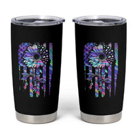 Suicide Prevention Tumbler Cup Be Here Tomorrow Semicolon Sunflower American Flag