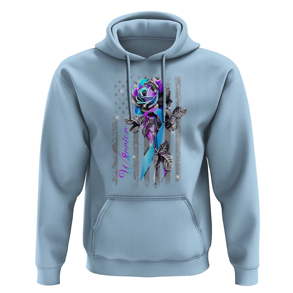 Suicide Prevention Hoodie Warrior Rose American Flag - Wonder Print Shop