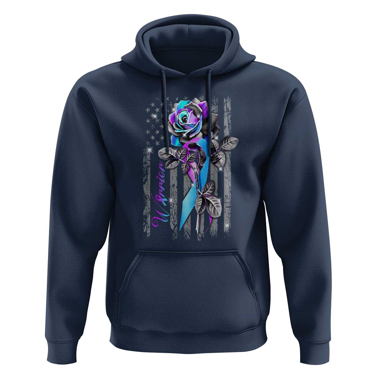 Suicide Prevention Hoodie Warrior Rose American Flag - Wonder Print Shop