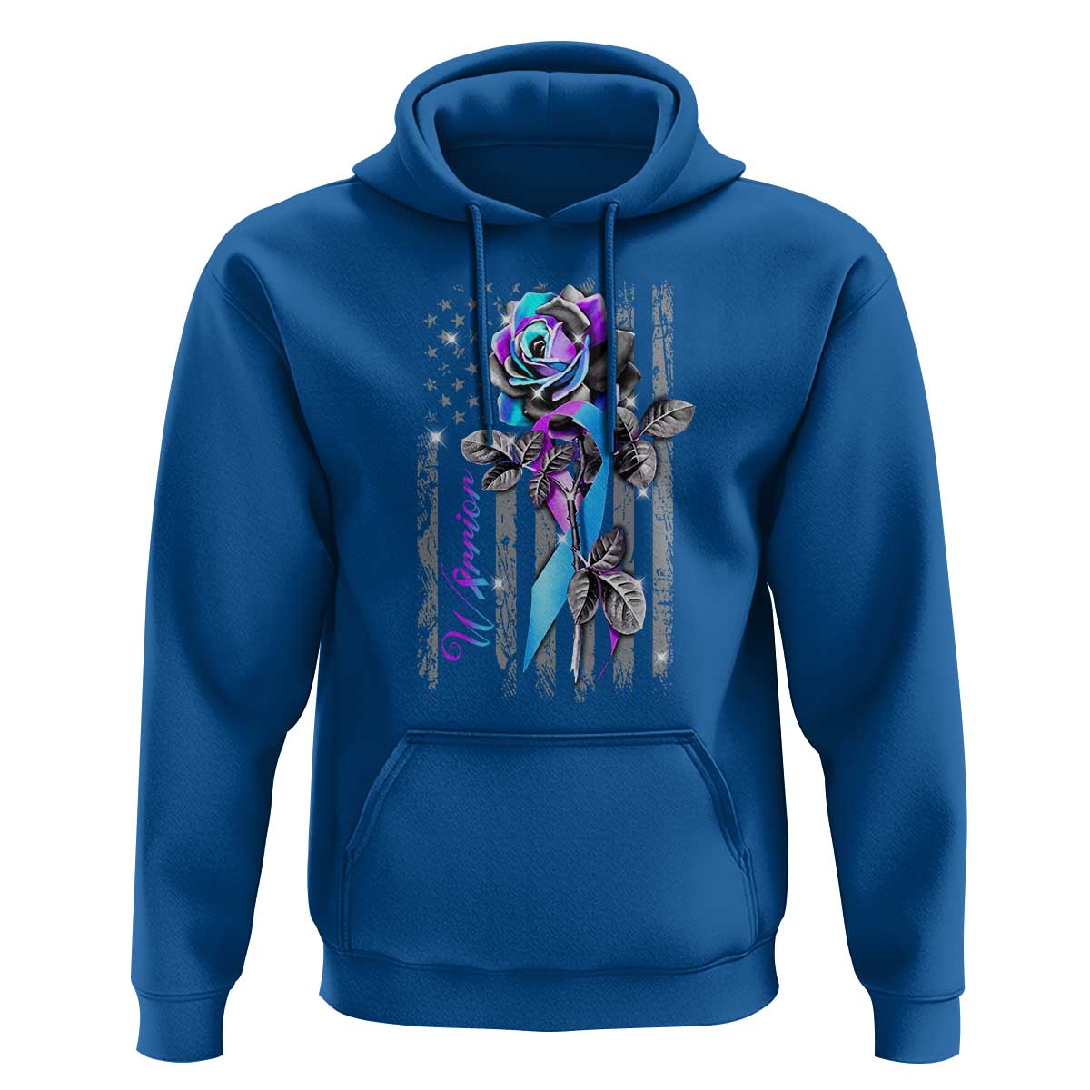 Suicide Prevention Hoodie Warrior Rose American Flag - Wonder Print Shop