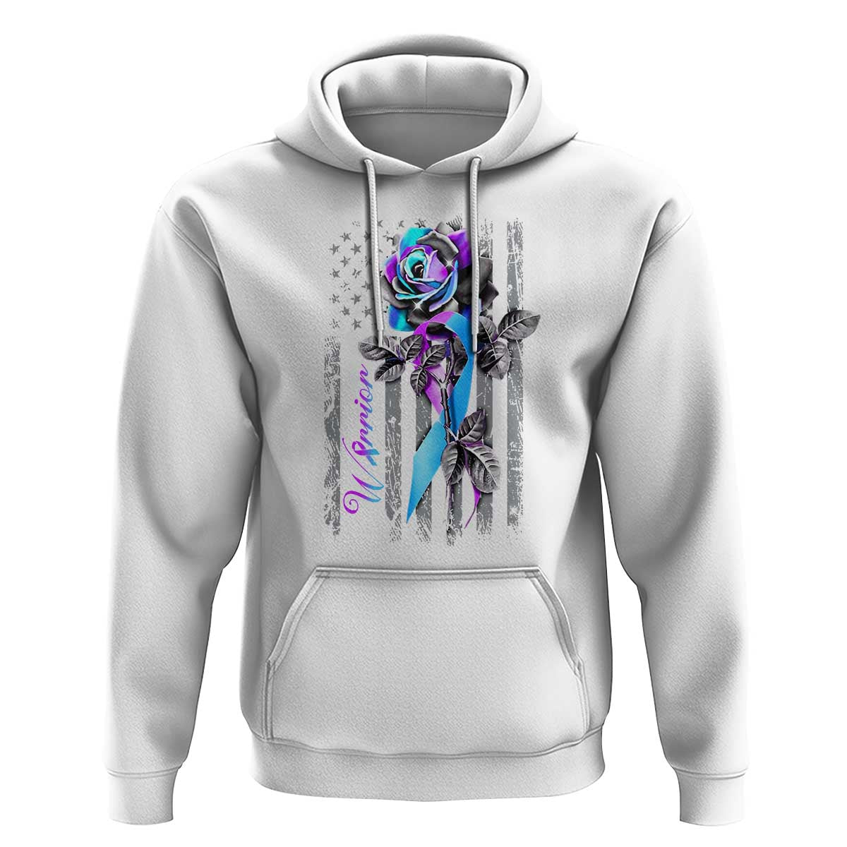Suicide Prevention Hoodie Warrior Rose American Flag - Wonder Print Shop