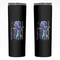 Suicide Prevention Skinny Tumbler Warrior Rose American Flag