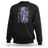 Suicide Prevention Sweatshirt Warrior Rose American Flag - Wonder Print Shop
