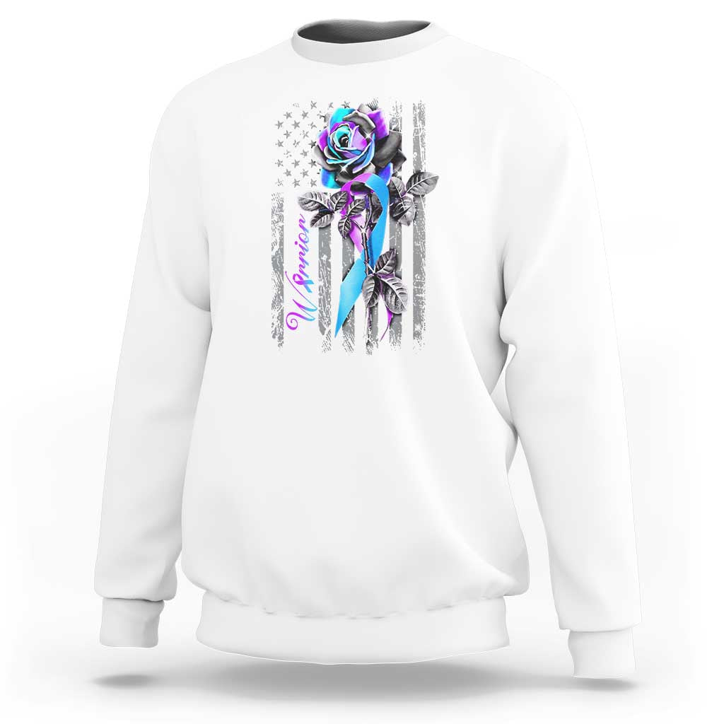 Suicide Prevention Sweatshirt Warrior Rose American Flag - Wonder Print Shop