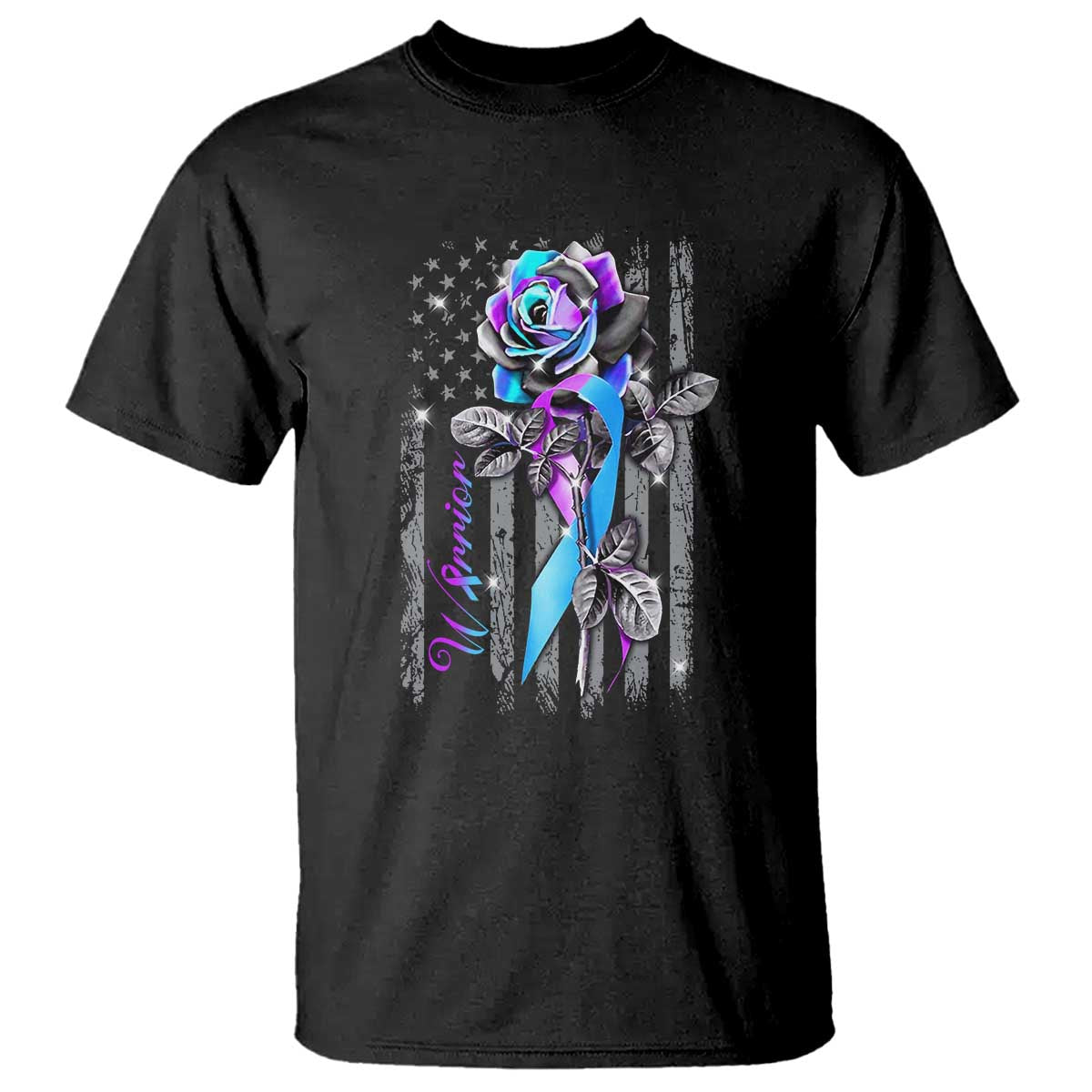 Suicide Prevention T Shirt Warrior Rose American Flag - Wonder Print Shop
