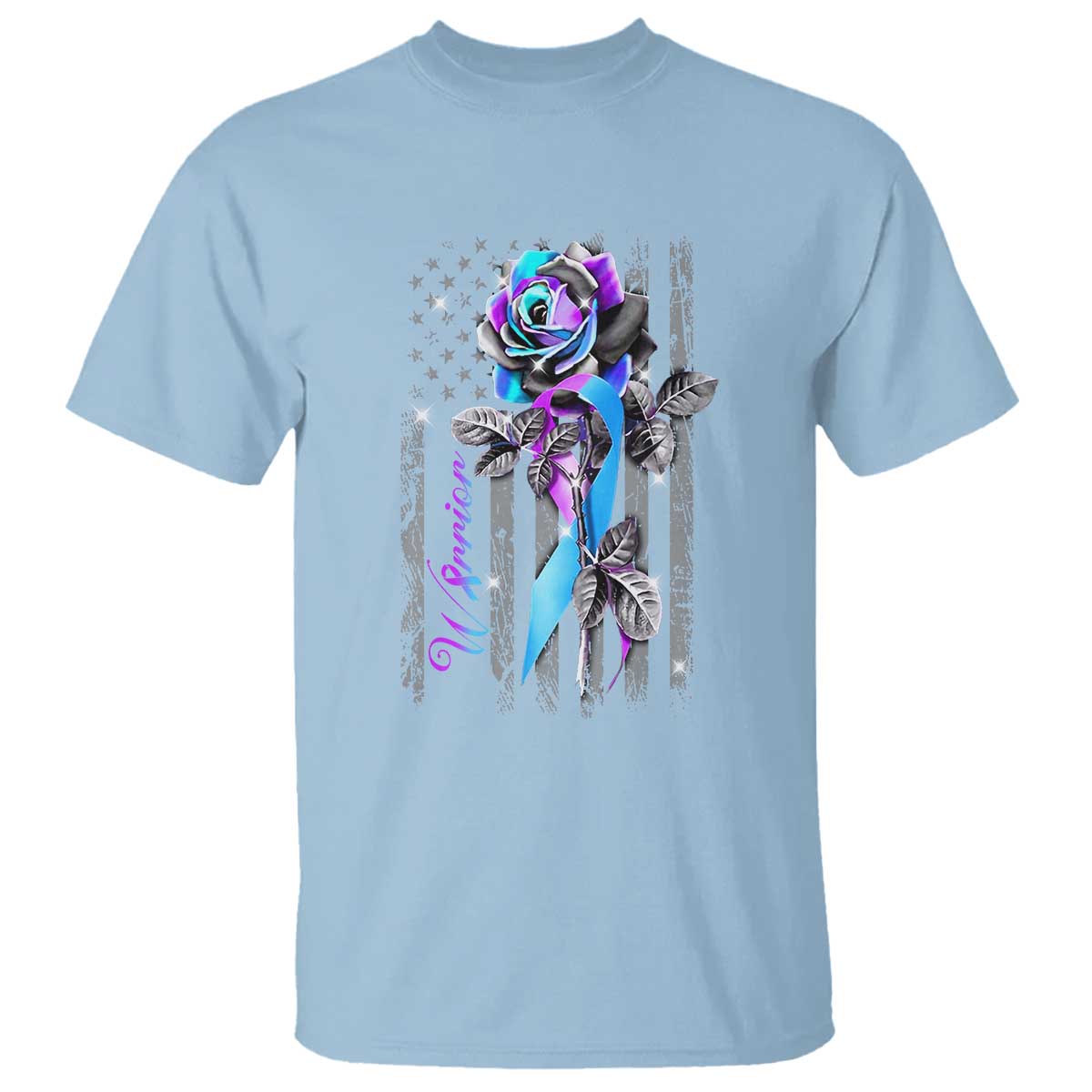 Suicide Prevention T Shirt Warrior Rose American Flag - Wonder Print Shop