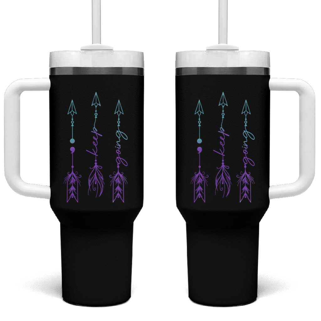Suicide Prevention Arrow Semicolon Keep Going Tumbler With Handle