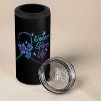 Suicide Prevention Roses Ribbon Never Give Up 4 in 1 Can Cooler Tumbler