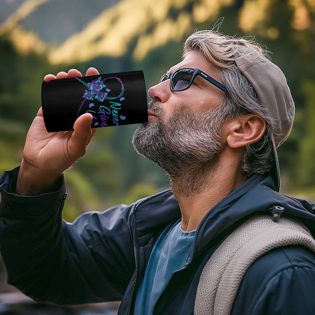 Suicide Prevention Roses Ribbon Never Give Up 4 in 1 Can Cooler Tumbler