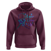 Suicide Prevention Roses Ribbon Never Give Up Hoodie - Wonder Print Shop