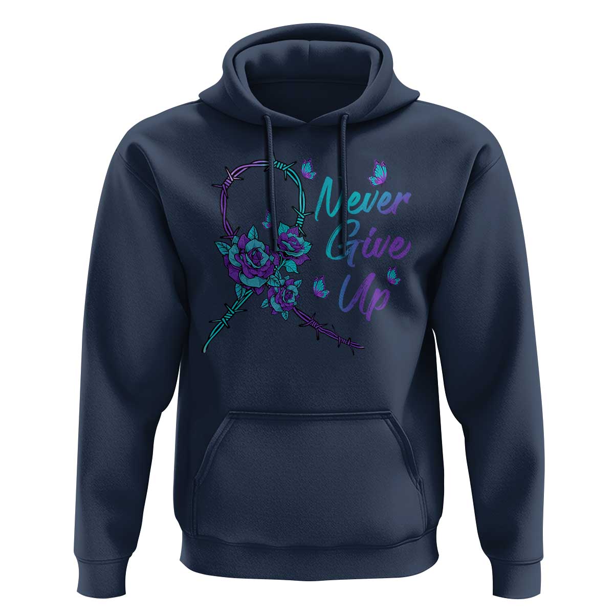 Suicide Prevention Roses Ribbon Never Give Up Hoodie - Wonder Print Shop