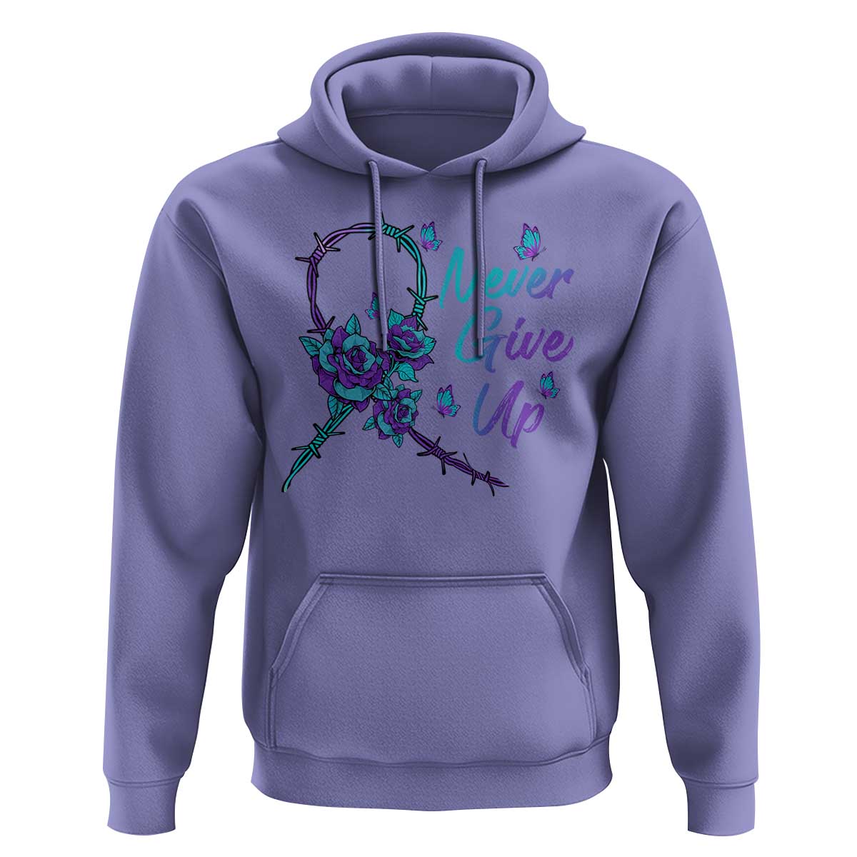Suicide Prevention Roses Ribbon Never Give Up Hoodie - Wonder Print Shop