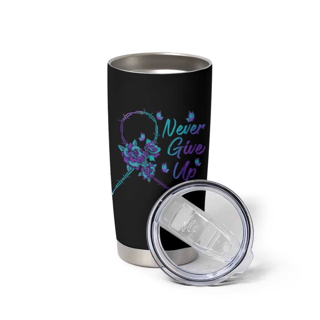 Suicide Prevention Roses Ribbon Never Give Up Tumbler Cup
