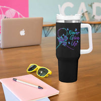 Suicide Prevention Roses Ribbon Never Give Up Tumbler With Handle