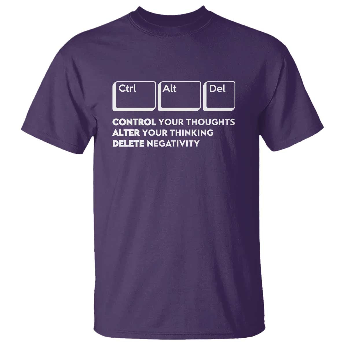 Ctrl Alt Del Suicide Prevention T Shirt Control Your Thoughts Alter Your Thinking Delete Negativity - Wonder Print Shop