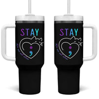 Suicide Prevention Cat Lover Tumbler With Handle You Are Not Alone Cute Cats Stay Semicolon