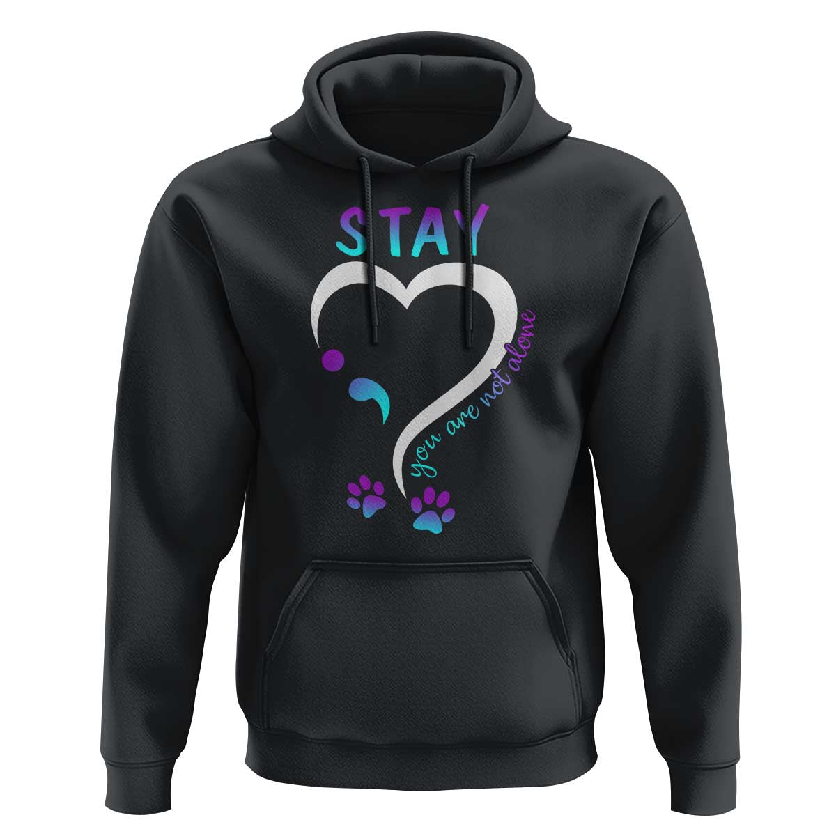 Suicide Prevention Dog Lover Hoodie Stay You Are Not Alone Semicolon - Wonder Print Shop
