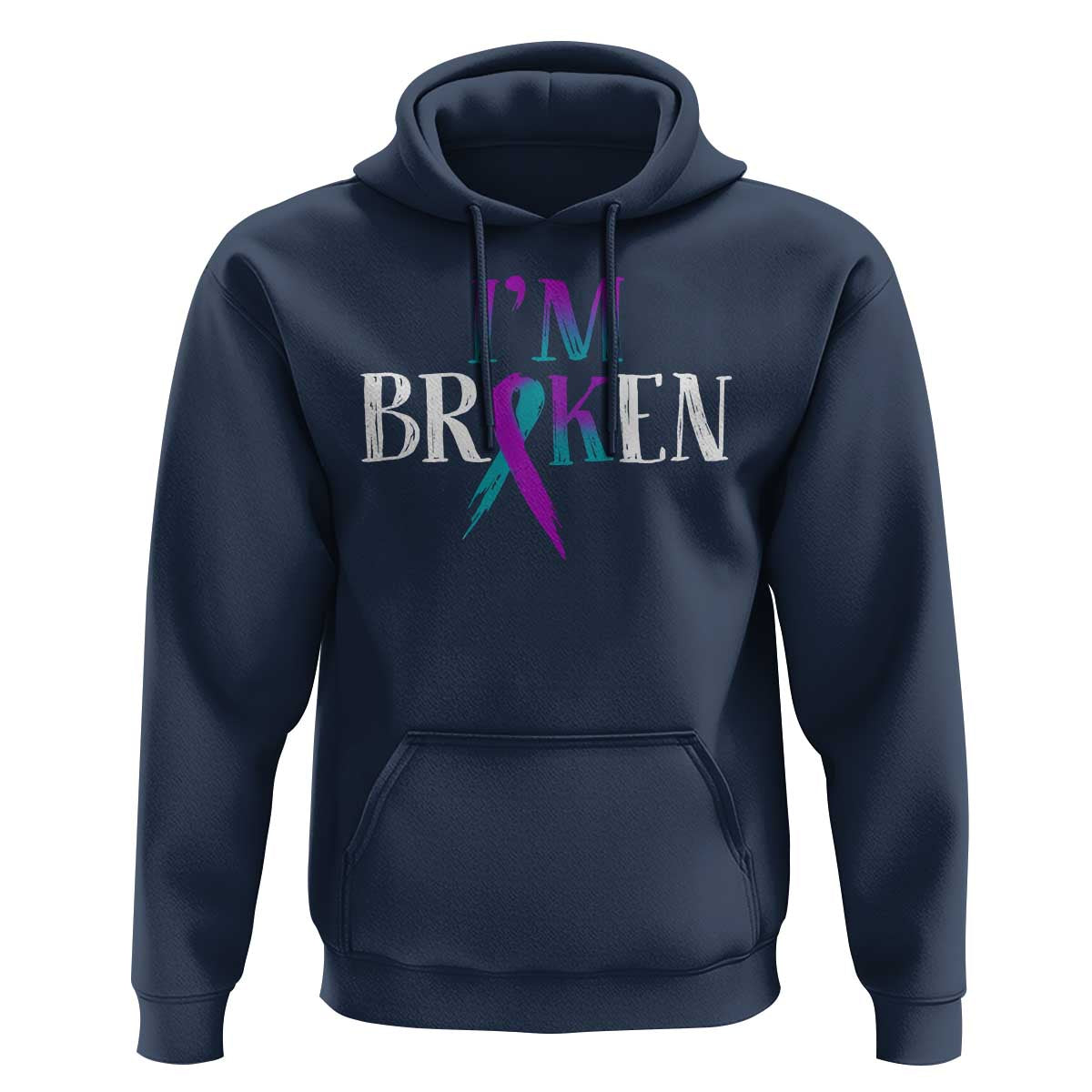 Suicide Prevention Hoodie I'm Ok Broken Teal And Purple Ribbon - Wonder Print Shop