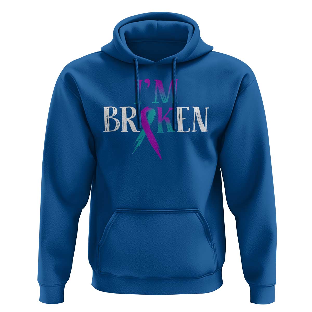 Suicide Prevention Hoodie I'm Ok Broken Teal And Purple Ribbon - Wonder Print Shop