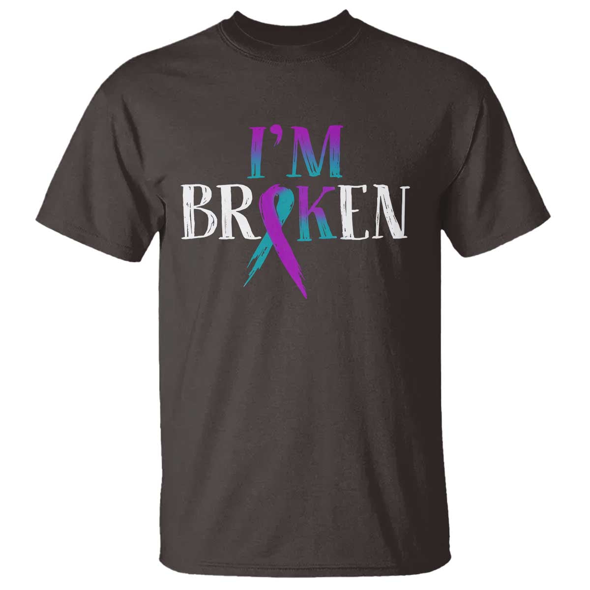 Suicide Prevention T Shirt I'm Ok Broken Teal And Purple Ribbon - Wonder Print Shop