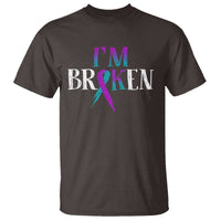 Suicide Prevention T Shirt I'm Ok Broken Teal And Purple Ribbon - Wonder Print Shop