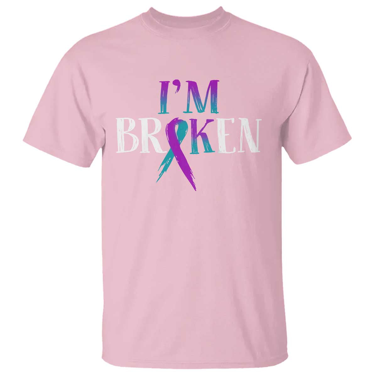 Suicide Prevention T Shirt I'm Ok Broken Teal And Purple Ribbon - Wonder Print Shop
