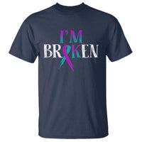 Suicide Prevention T Shirt I'm Ok Broken Teal And Purple Ribbon - Wonder Print Shop