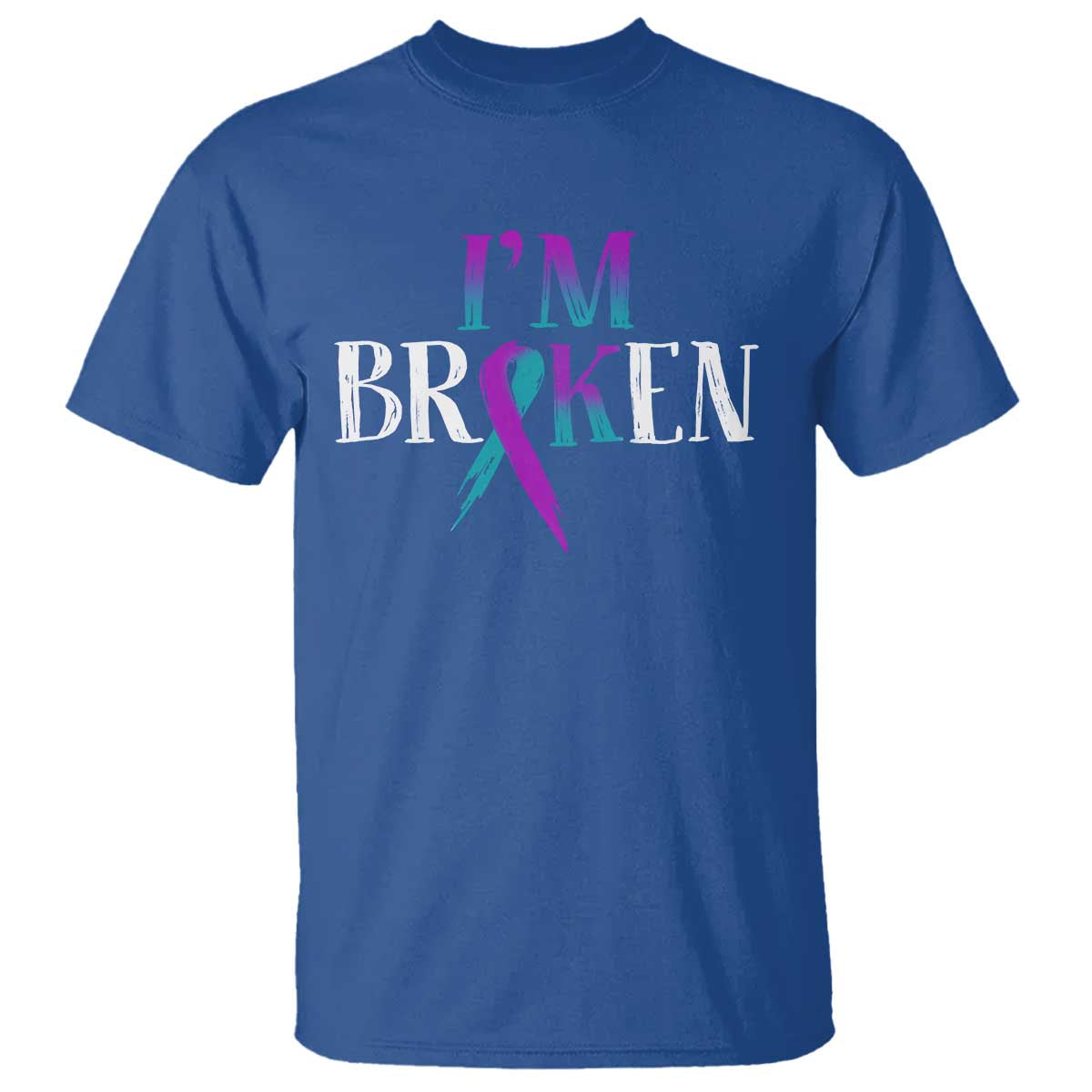 Suicide Prevention T Shirt I'm Ok Broken Teal And Purple Ribbon - Wonder Print Shop