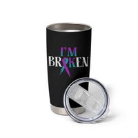 Suicide Prevention Tumbler Cup I'm Ok Broken Teal And Purple Ribbon